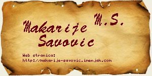 Makarije Savović vizit kartica